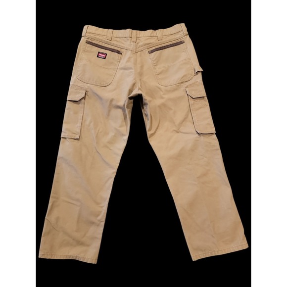 Wrangler Ripstop DOUBLE KNEE Workwear Cargo Pants 38x30 Tan Utility Carpenter - Picture 13 of 16